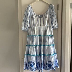 Lilly Pulitzer Blue and White Striped Midi Dress
